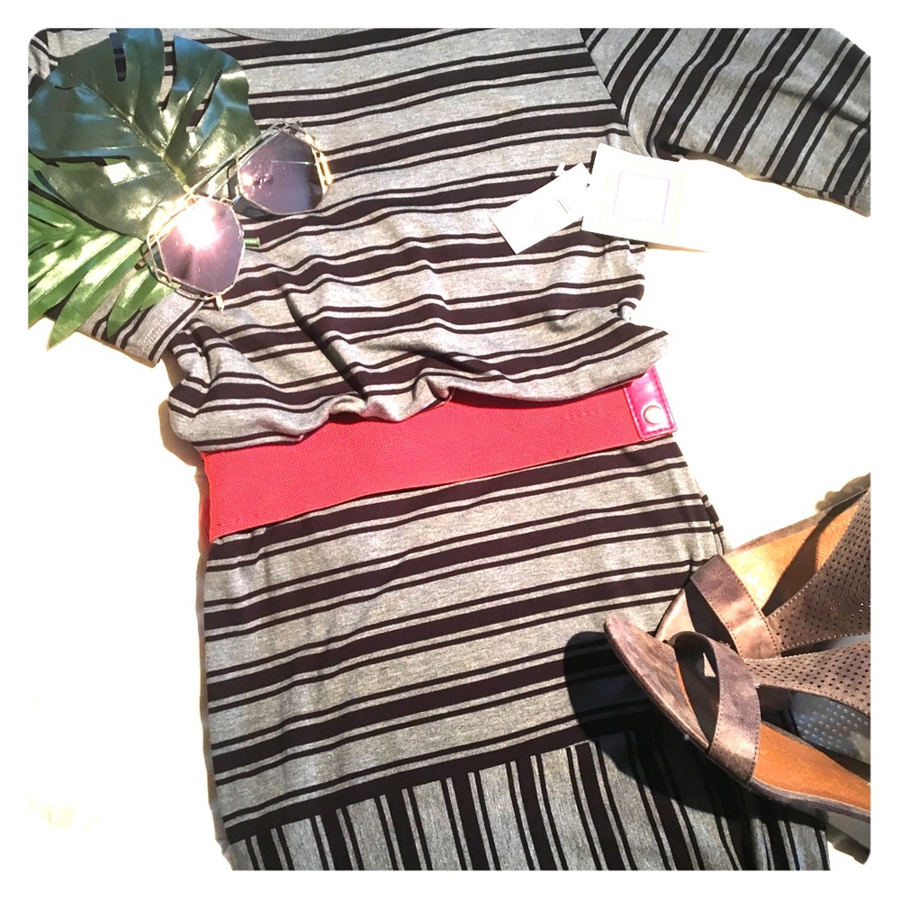 LulaRoe Black and Gray Stripe Julia